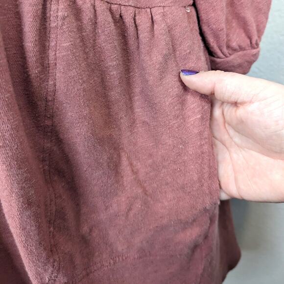 Free People Beach Mini Dress Tunic Dropwaist Linen Blend Pink Henley Small - Picture 5 of 9